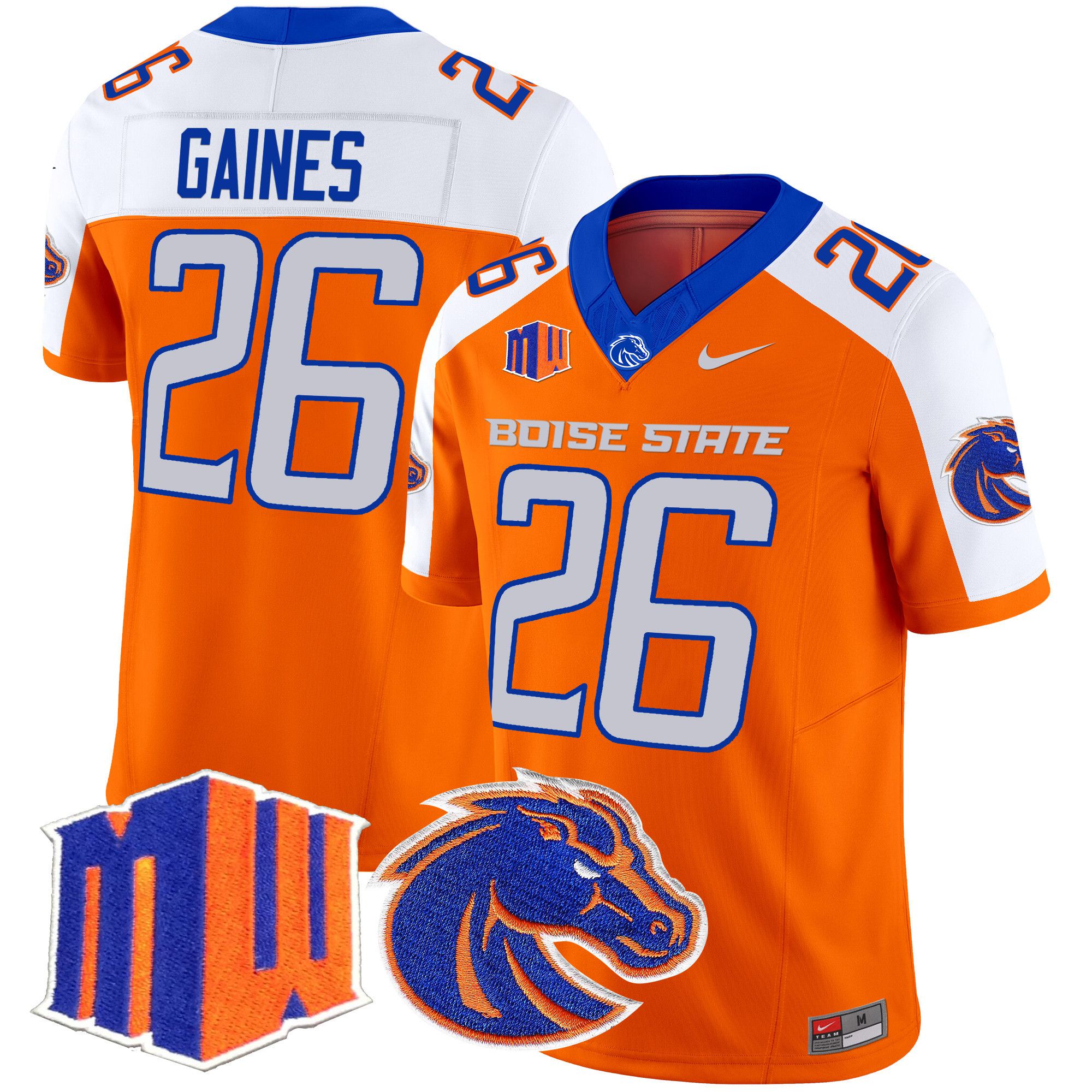 Men Boise State Broncos #26 Gaines Orange Nike 2024 Vapor Limited NCAA Jersey->more ncaa teams->NCAA Jersey